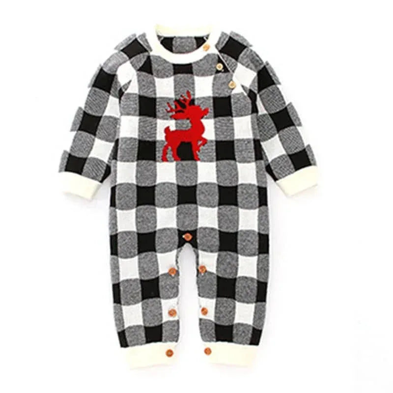 Cute Baby Knit Romper with Deer Print & Matching Hat - The Palm Beach Baby
