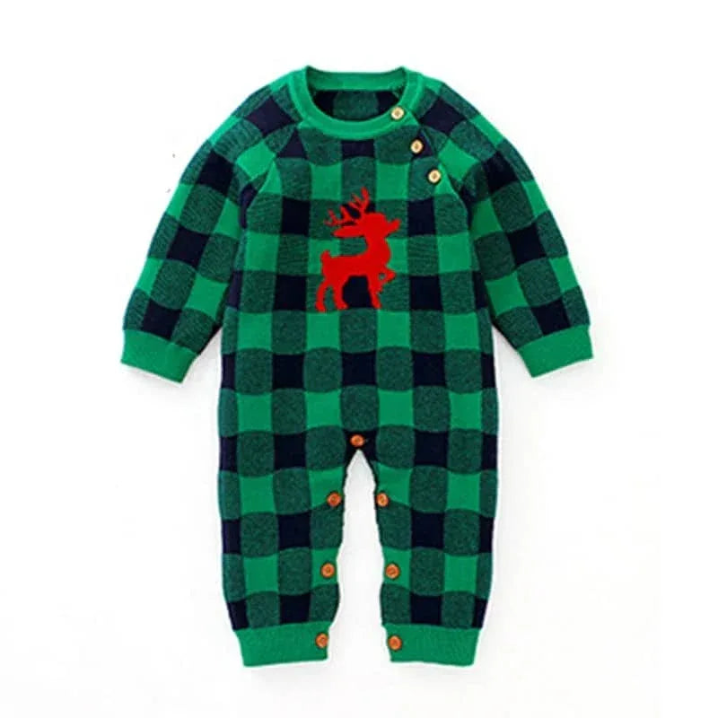 Cute Baby Knit Romper with Deer Print & Matching Hat - The Palm Beach Baby