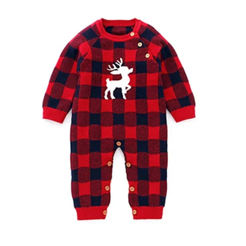 Cute Baby Knit Romper with Deer Print & Matching Hat - The Palm Beach Baby