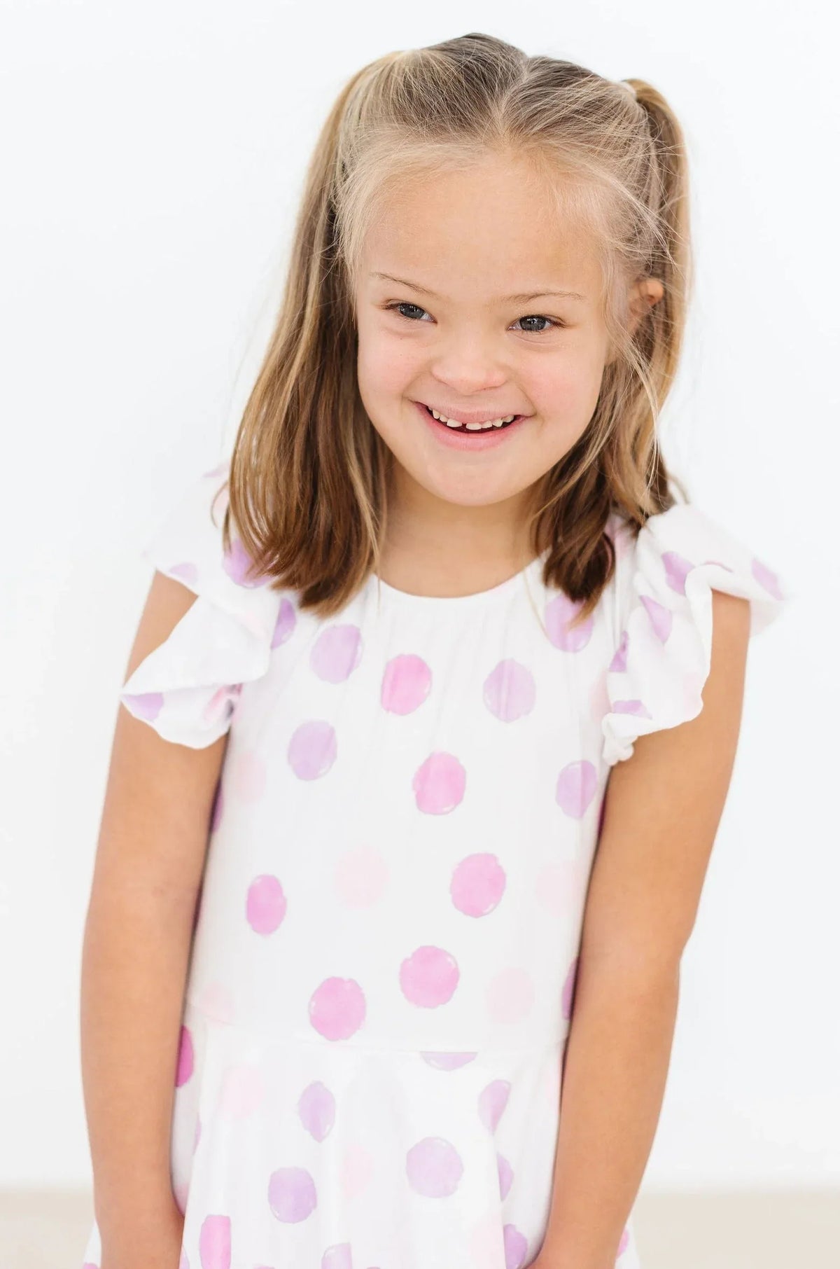 Girls white and pink polka dot dance leotard short sleeve with twirl skirt for young kids