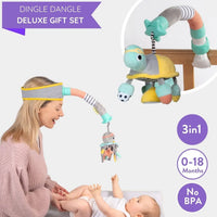 Deluxe Dingle Dangle Baby Gift Set 3 In 1 With Headband Attachment - The Palm Beach Baby