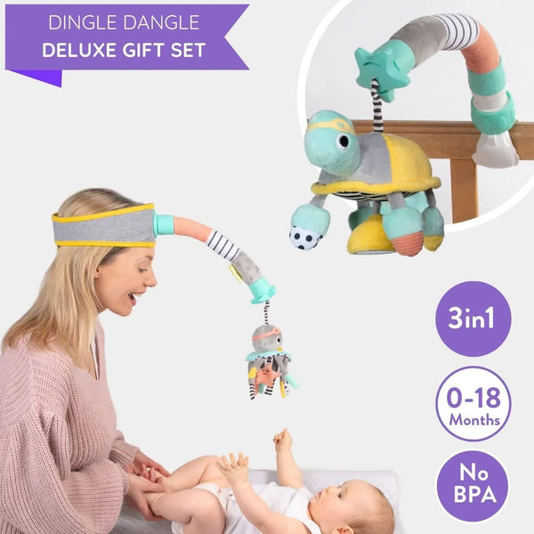 Deluxe Dingle Dangle Baby Gift Set 3 In 1 With Headband Attachment - The Palm Beach Baby