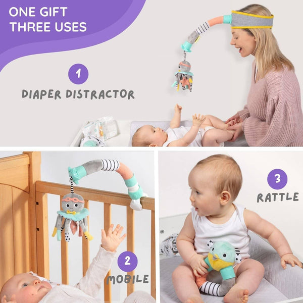 Deluxe Dingle Dangle Baby Gift Set 3 In 1 With Headband Attachment - The Palm Beach Baby