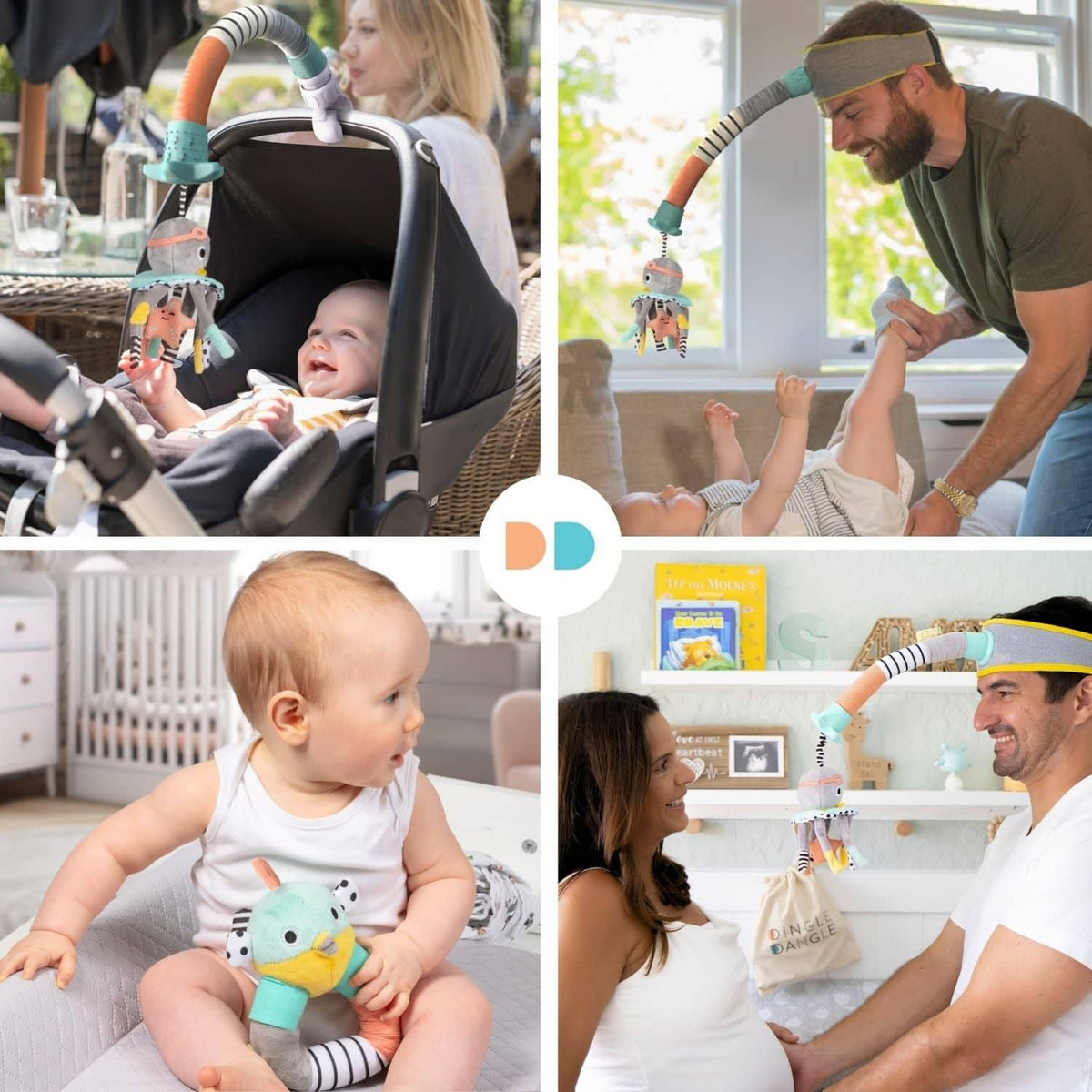 Deluxe Dingle Dangle Baby Gift Set 3 In 1 With Headband Attachment - The Palm Beach Baby