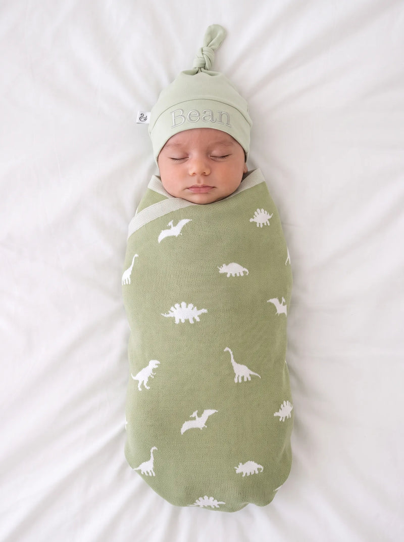 Dinosaur Jacquard Knit Baby Blanket - The Palm Beach Baby