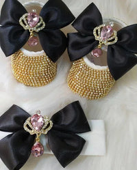 Baby Crystal Formal Shoes and Bow Set with Pink Bows - The Palm Beach Baby