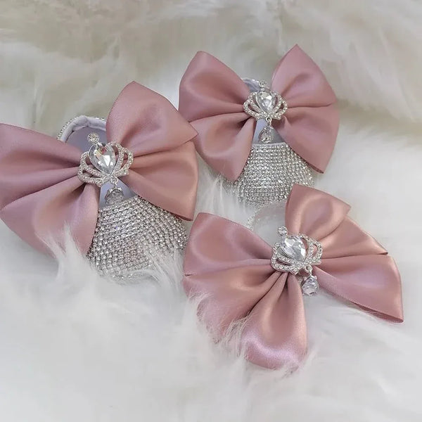 Baby Crystal Formal Shoes and Bow Set with Pink Bows - The Palm Beach Baby