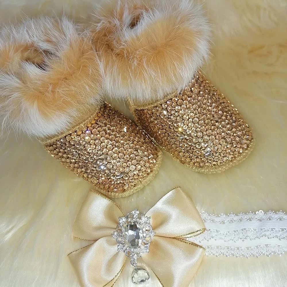 Baby Crystal Formal Shoes and Bow Set with Pink Bows - The Palm Beach Baby