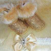 Baby Crystal Formal Shoes and Bow Set with Pink Bows - The Palm Beach Baby