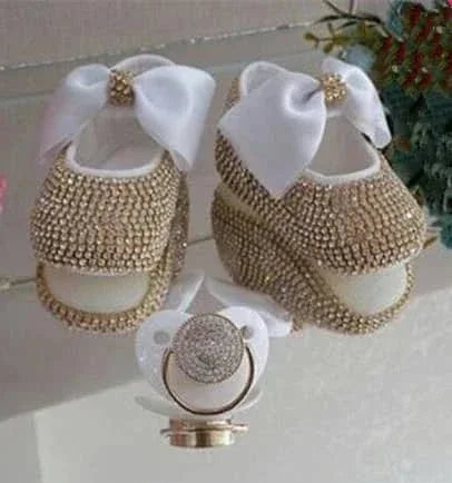 Baby Crystal Formal Shoes and Bow Set with Pink Bows - The Palm Beach Baby