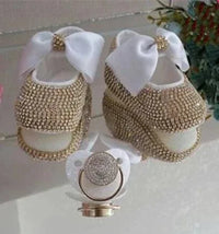 Baby Crystal Formal Shoes and Bow Set with Pink Bows - The Palm Beach Baby