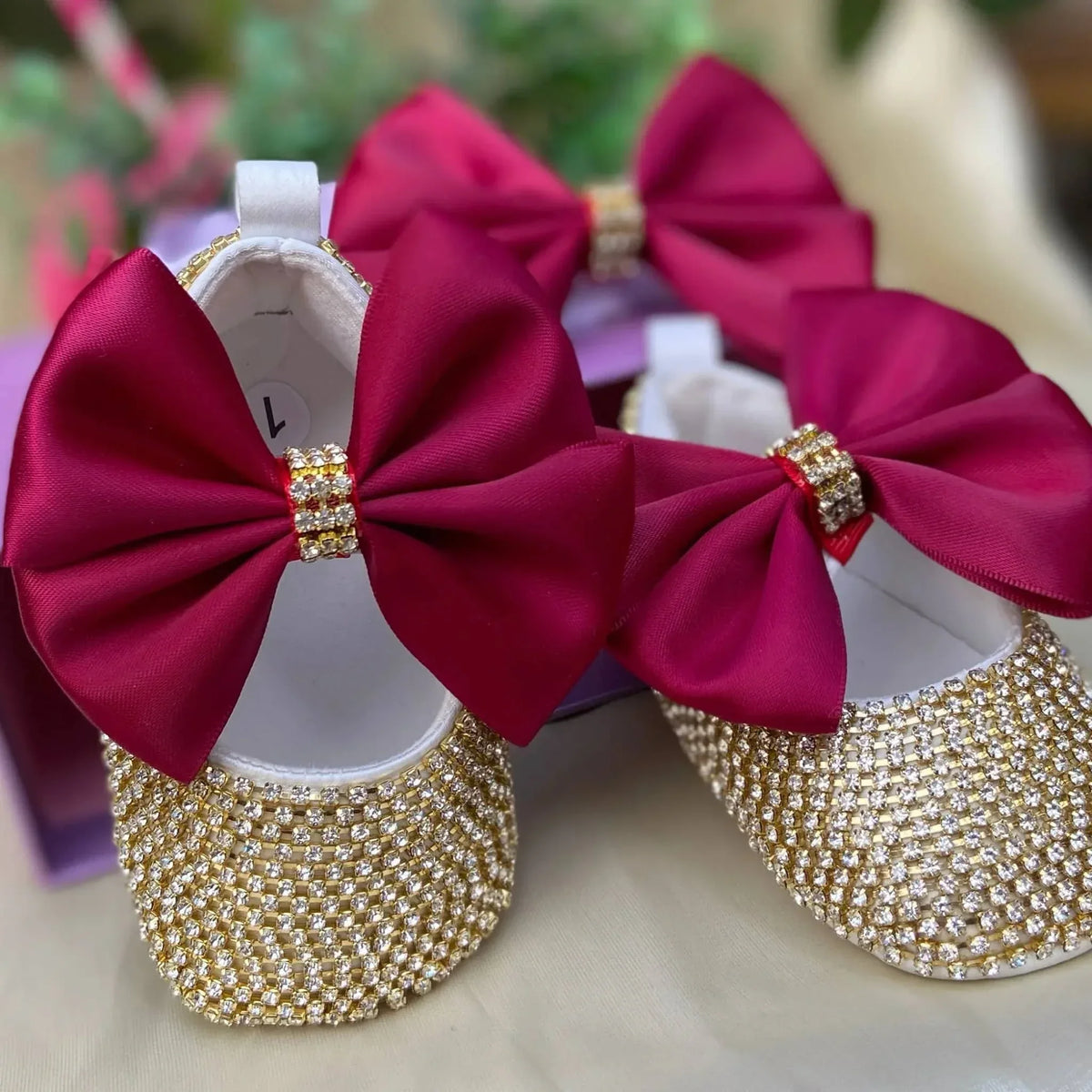 Baby Crystal Formal Shoes and Bow Set with Pink Bows - The Palm Beach Baby