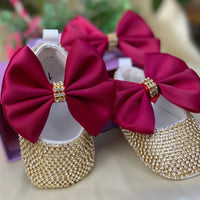 Baby Crystal Formal Shoes and Bow Set with Pink Bows - The Palm Beach Baby