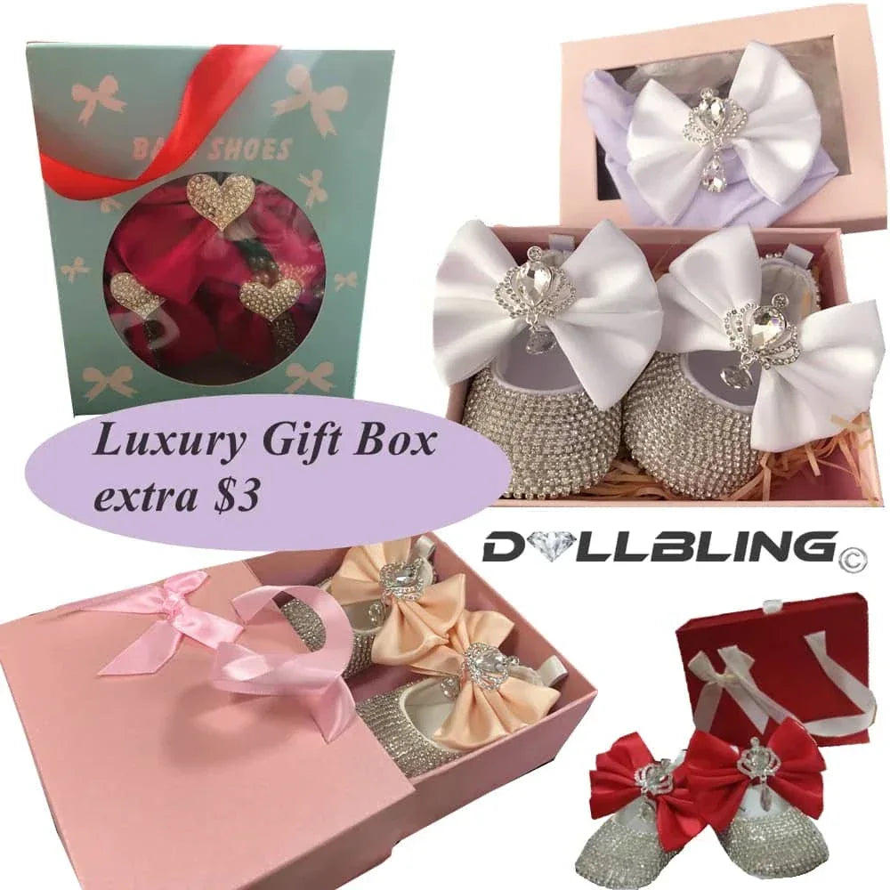Baby Crystal Formal Shoes and Bow Set with Pink Bows - The Palm Beach Baby