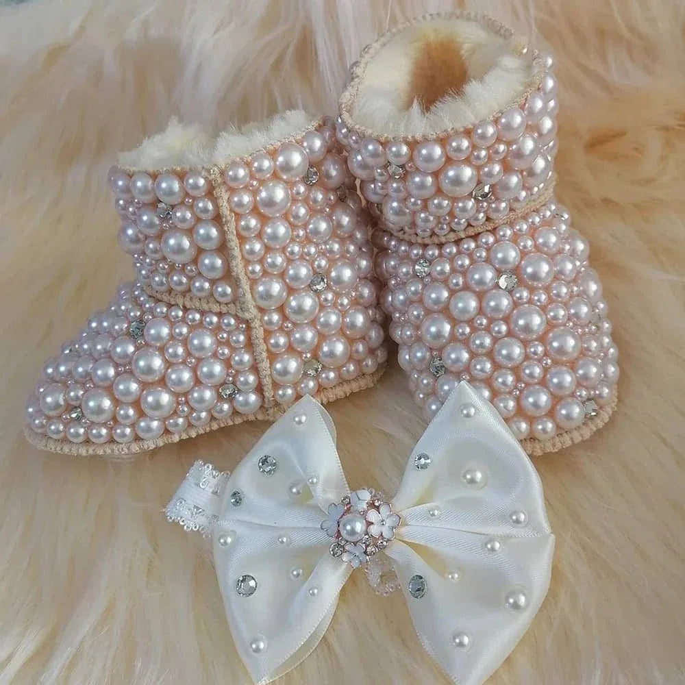 Baby Crystal Formal Shoes and Bow Set with Pink Bows - The Palm Beach Baby