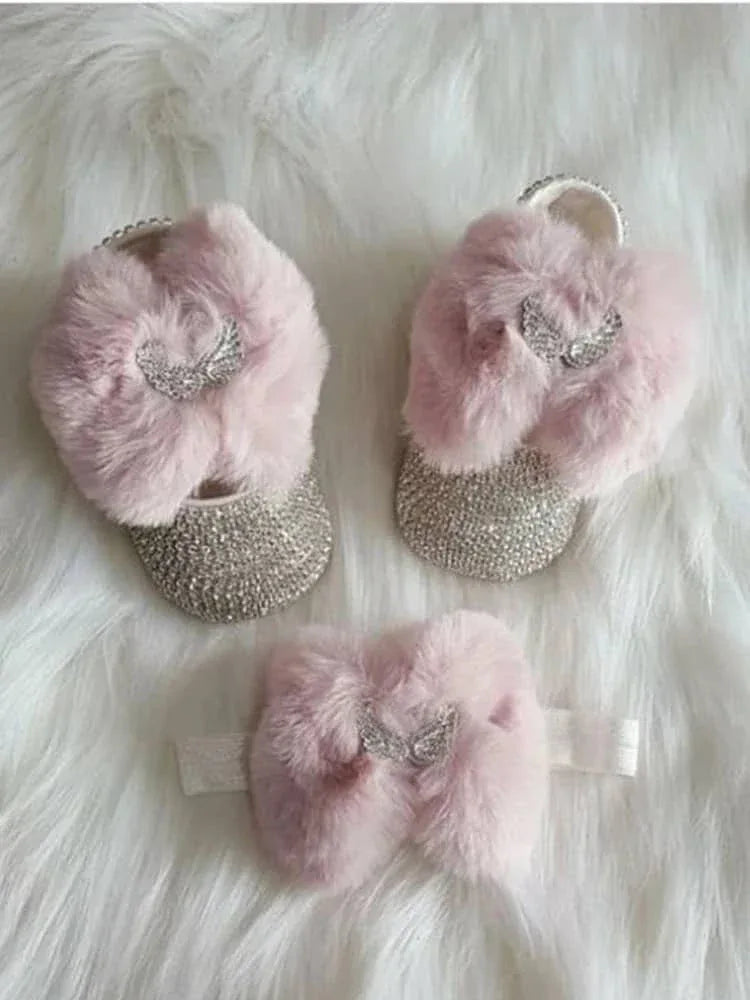 Baby Crystal Formal Shoes and Bow Set with Pink Bows - The Palm Beach Baby