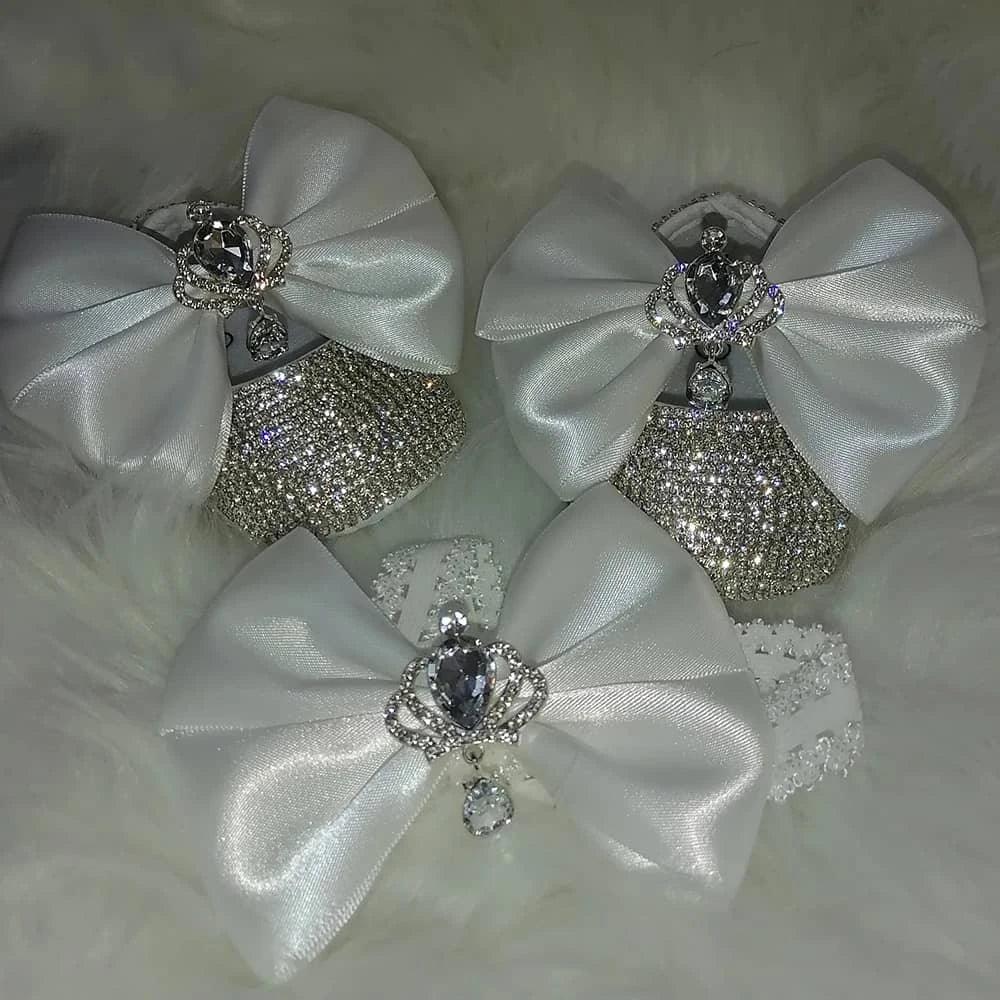 Baby Crystal Formal Shoes and Bow Set with Pink Bows - The Palm Beach Baby
