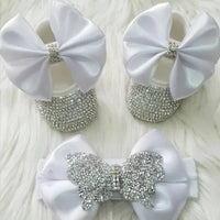Baby Crystal Formal Shoes and Bow Set with Pink Bows - The Palm Beach Baby