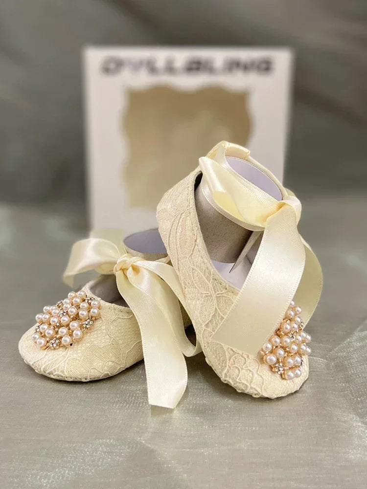 'Charlotte Elise' Lace Baby Girl Shoes for Special Occasions - The Palm Beach Baby
