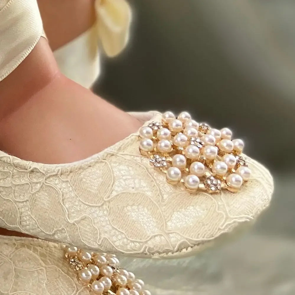 'Charlotte Elise' Lace Baby Girl Shoes for Special Occasions - The Palm Beach Baby
