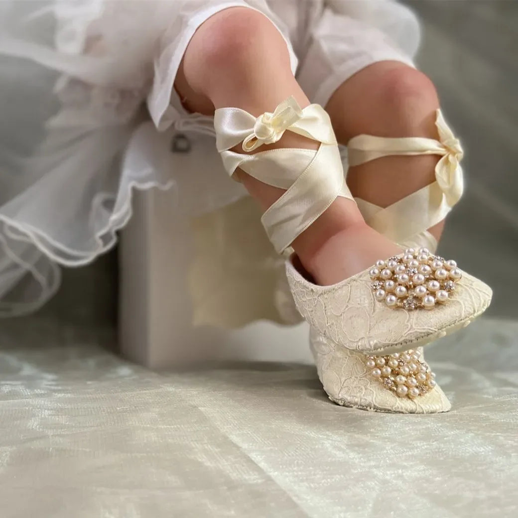 'Charlotte Elise' Lace Baby Girl Shoes for Special Occasions - The Palm Beach Baby