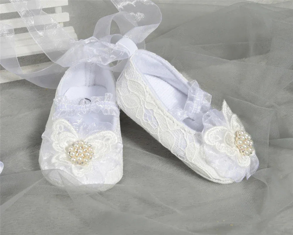 'Charlotte Elise' Lace Baby Girl Shoes for Special Occasions - The Palm Beach Baby