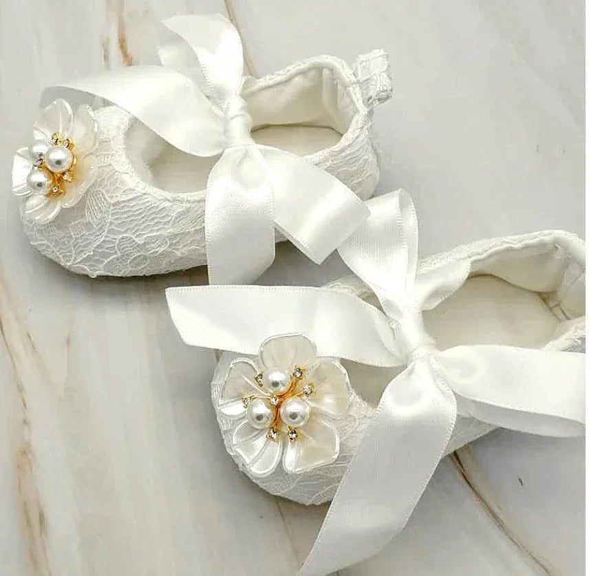 'Charlotte Elise' Lace Baby Girl Shoes for Special Occasions - The Palm Beach Baby