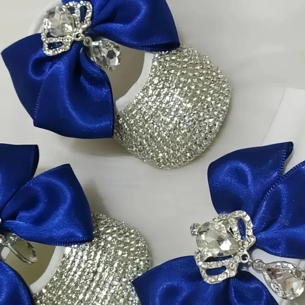 Rhinestone Baby Girl Formal Shoes Set with Satin Bows - The Palm Beach Baby