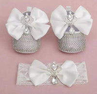 Rhinestone Baby Girl Formal Shoes Set with Satin Bows - The Palm Beach Baby