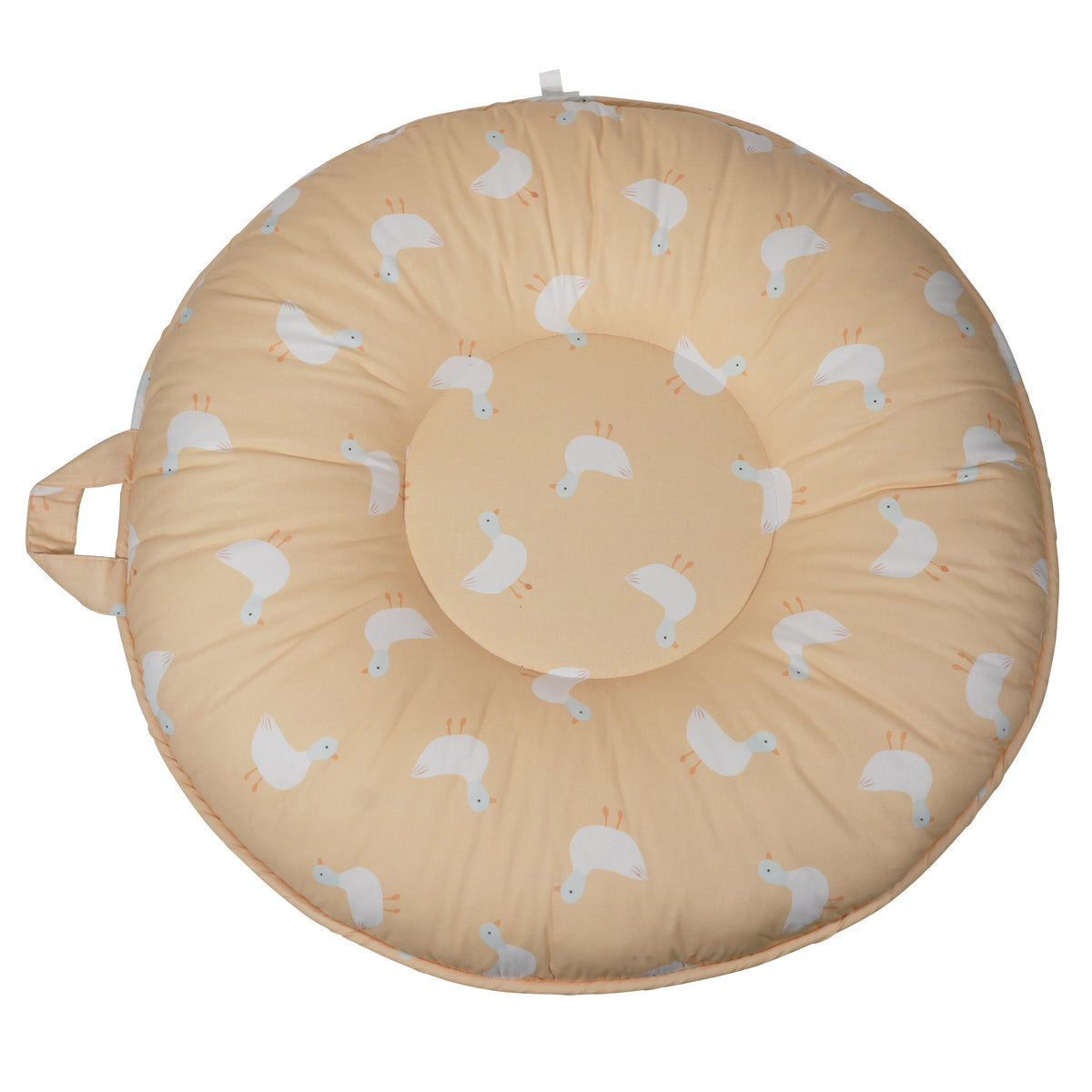 Puddles Whispering Blue toddler floor cushion, perfect for children aged 12 months and up, offers comfort and style for play or relaxation.