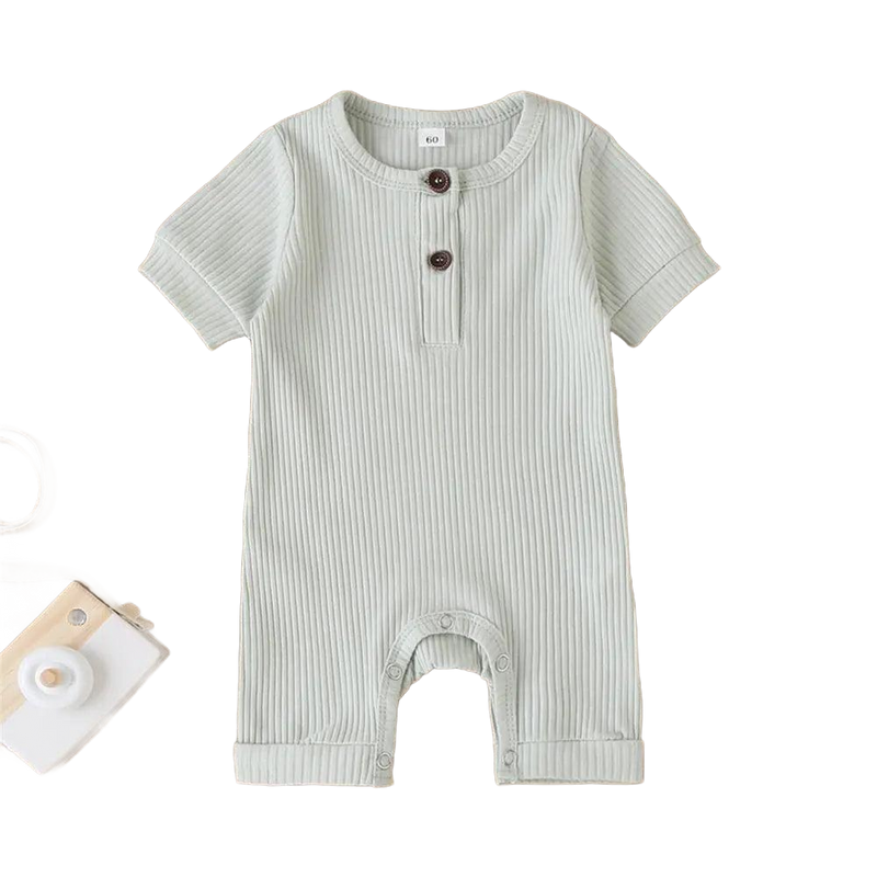 Casual Ribbed Knit Children's Romper