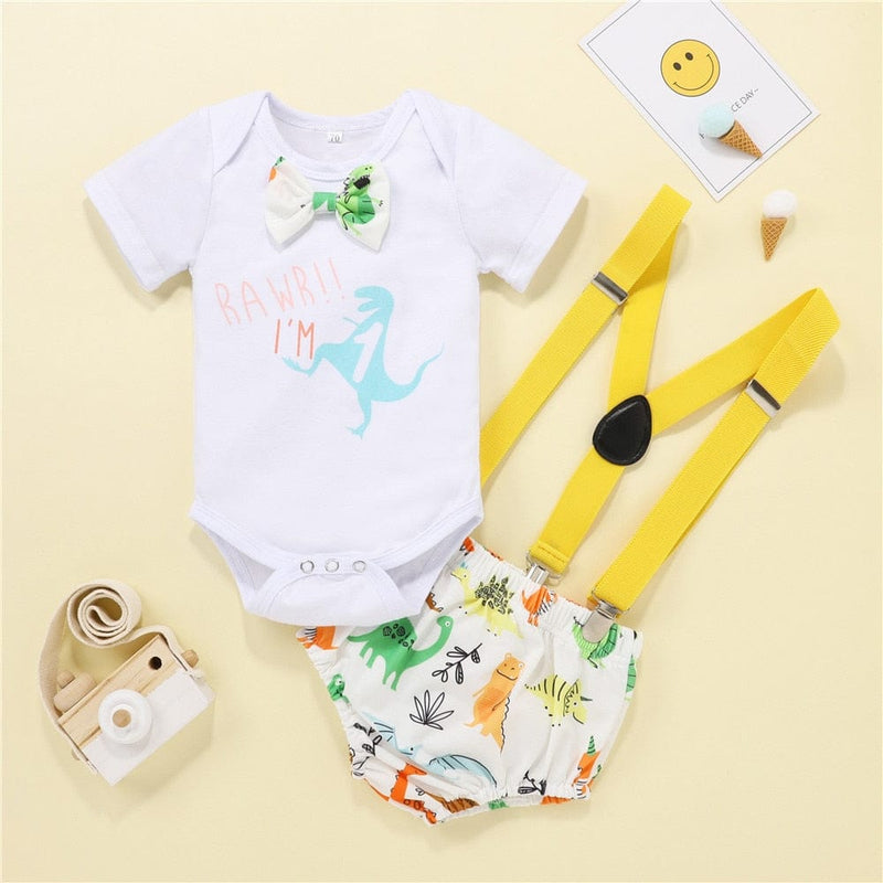babies and kids Clothing white / 6-9M "Dino-mite Birthday Boy" And Other Fun-Themed First Birthday Outfits -The Palm Beach Baby