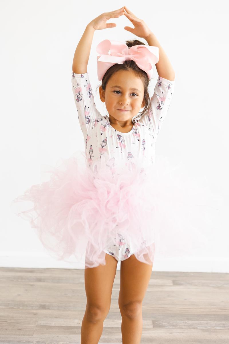 Charming Ballerina 3/4 Tutu Leotard by Mila & Rose® designed for dance classes and playful performances.