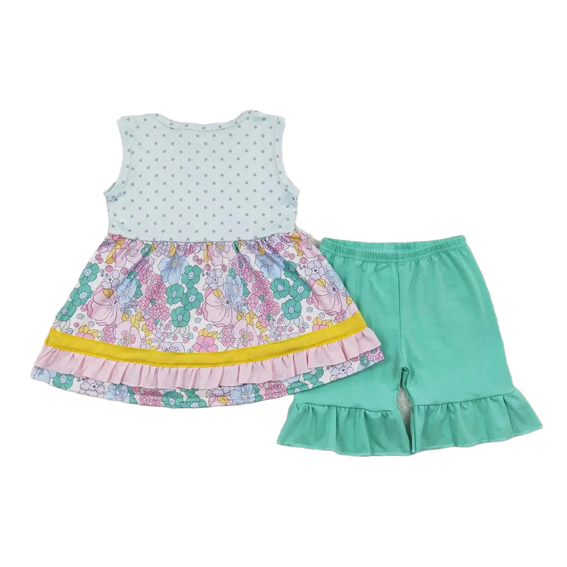 "Spring Has Sprung" Floral Boho Girl's Shorts 2 PC Set