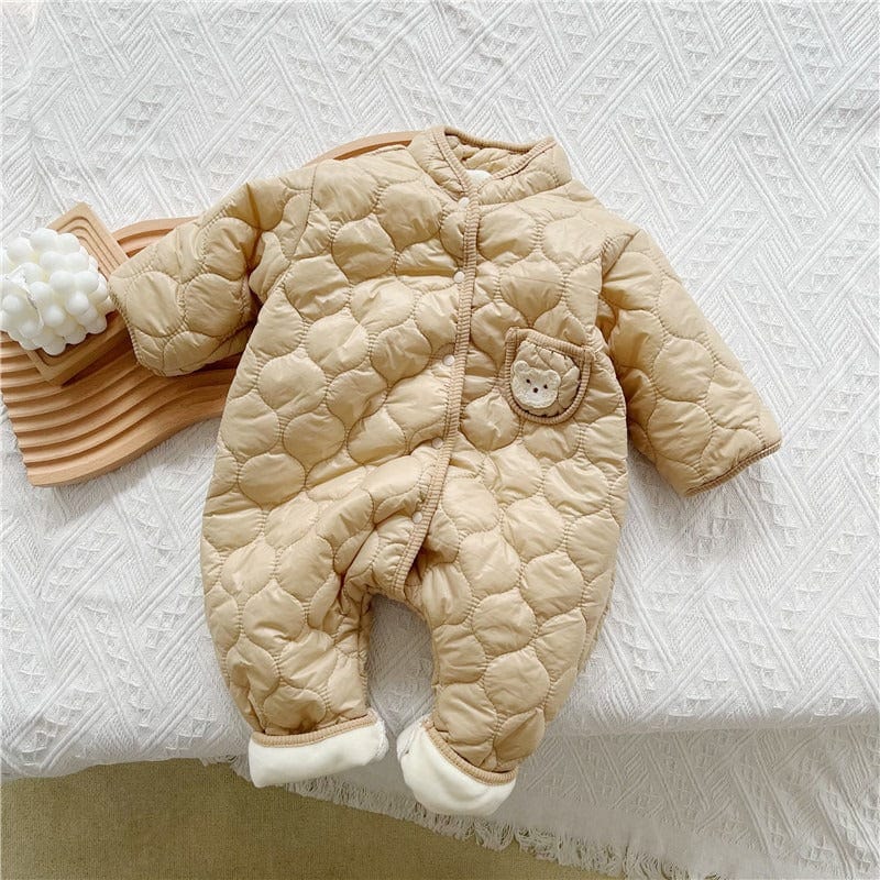 babies and kids clothes Khaki / 66 (fits 60-65cm) "My Little Bear" Quilted Romper and Cap -The Palm Beach Baby