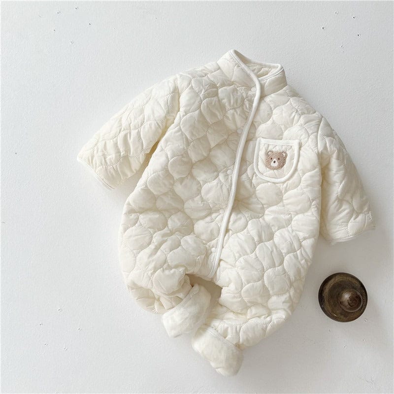 babies and kids clothes White / 66 (fits 60-65cm) "My Little Bear" Quilted Romper and Cap -The Palm Beach Baby