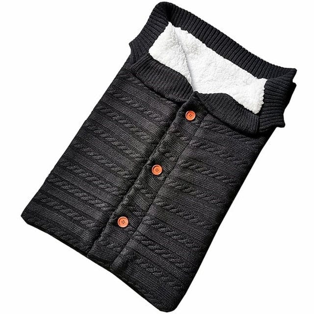 babies and kids clothing Black Cuddly-Soft Cable Knit Sleeping Envelope -The Palm Beach Baby