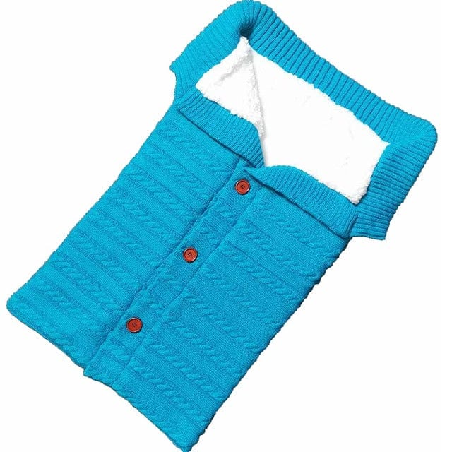 babies and kids clothing Blue Cuddly-Soft Cable Knit Sleeping Envelope -The Palm Beach Baby