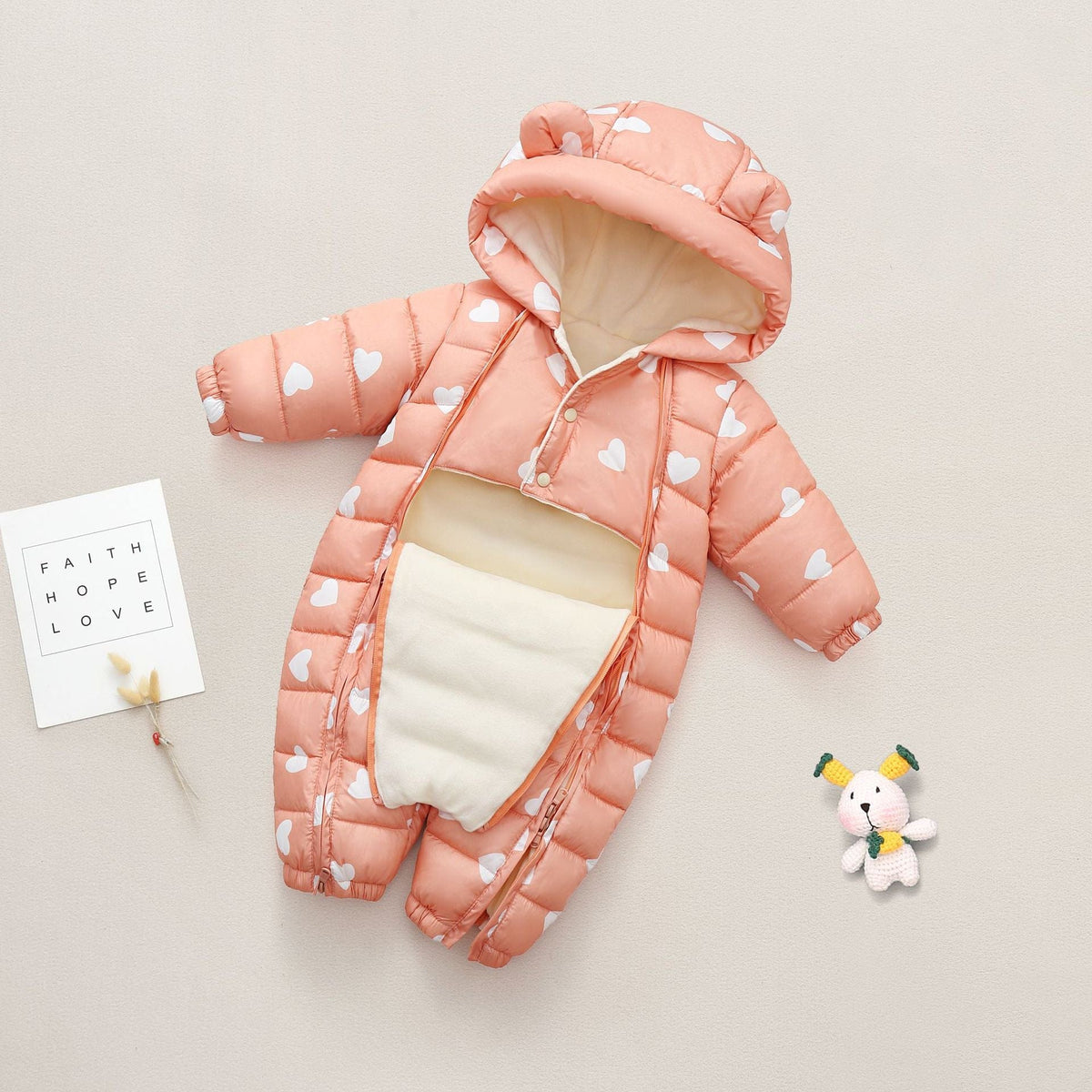 babies and kids clothing Quilted Hooded Fleece-Lined Baby's Romper -The Palm Beach Baby
