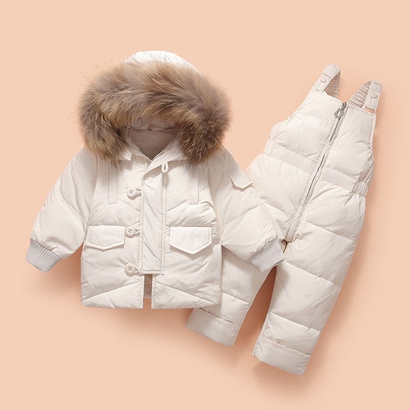 babies and kids clothing white / 18M 2PC Cozy-Warm Quilted Snowsuit -The Palm Beach Baby