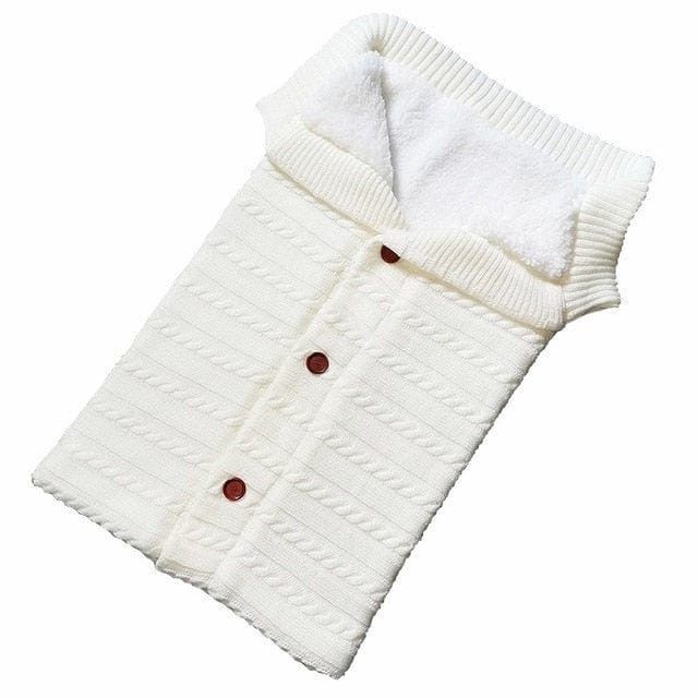 babies and kids clothing White Cuddly-Soft Cable Knit Sleeping Envelope -The Palm Beach Baby