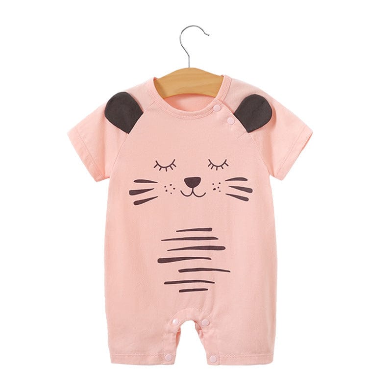 babies kids clothes 004 Cute Cat / 66cm "Animal Cutie" Animal-Themed Short-Sleeved Romper -The Palm Beach Baby