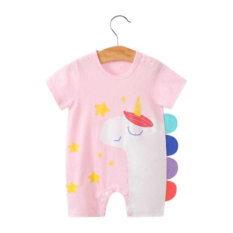 babies kids clothes 2283 Unicorn / 59cm "Animal Cutie" Animal-Themed Short-Sleeved Romper -The Palm Beach Baby