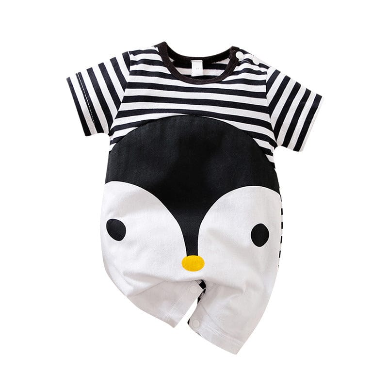 babies kids clothes 2439 Penguins / 59cm "Animal Cutie" Animal-Themed Short-Sleeved Romper -The Palm Beach Baby