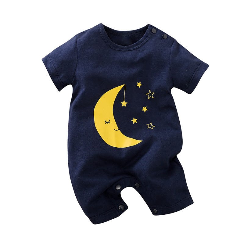 babies kids clothes 3008 Moon / 59cm "Animal Cutie" Animal-Themed Short-Sleeved Romper -The Palm Beach Baby