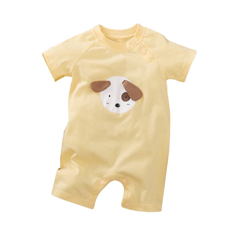 babies kids clothes 3026 Puppy / 59cm "Animal Cutie" Animal-Themed Short-Sleeved Romper -The Palm Beach Baby