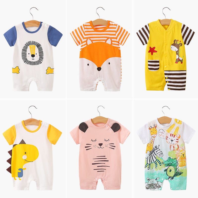 babies kids clothes "Animal Cutie" Animal-Themed Short-Sleeved Romper -The Palm Beach Baby