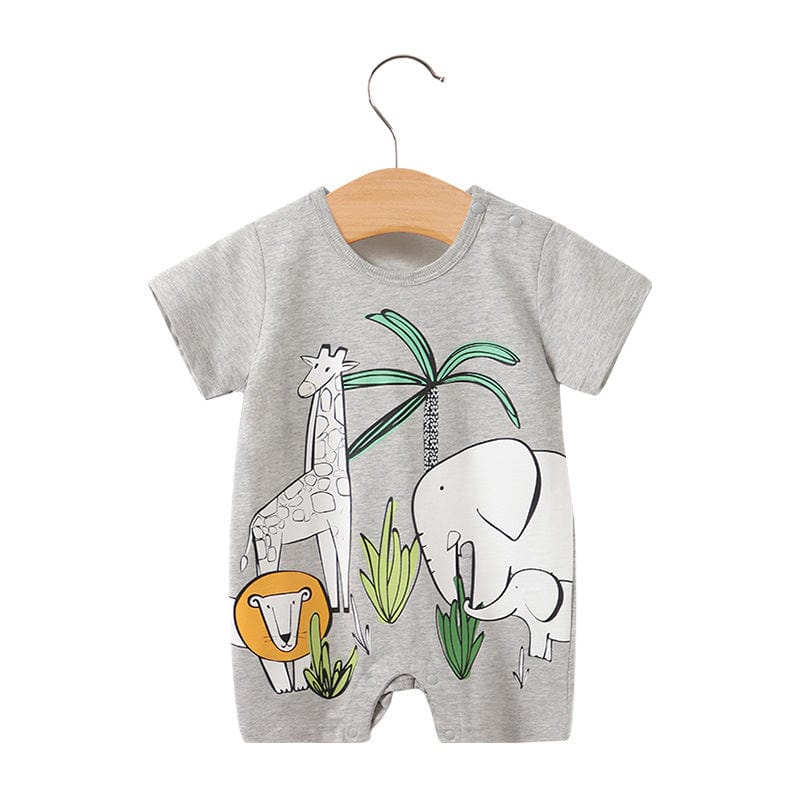 babies kids clothes LT221P153 Large Animal / 59cm "Animal Cutie" Animal-Themed Short-Sleeved Romper -The Palm Beach Baby