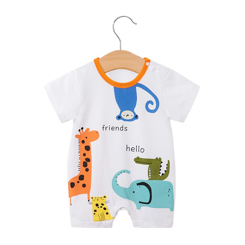 babies kids clothes LT222P013 Animal Friend / 59cm "Animal Cutie" Animal-Themed Short-Sleeved Romper -The Palm Beach Baby