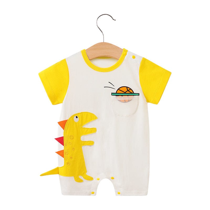 babies kids clothes LT222WJ020C Dinosaur / 59cm "Animal Cutie" Animal-Themed Short-Sleeved Romper -The Palm Beach Baby
